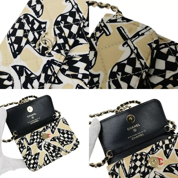CHANEL CC Checkered Flag Year-End Gift Chain Mini Shoulder Bag Canvas 685RL020 - Picture 8 of 16